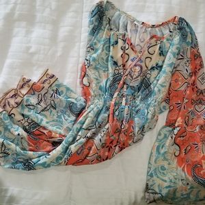 Cute colorful dress with bell sleeves